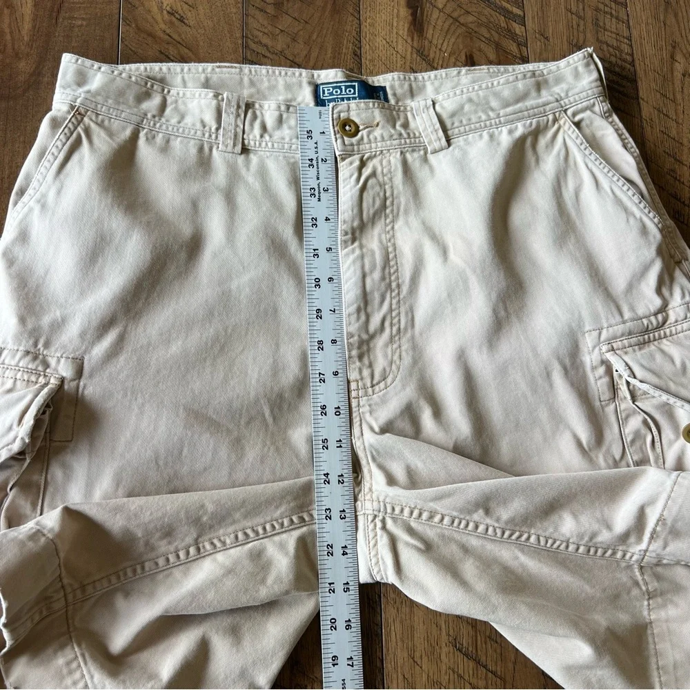 Polo By Ralph Lauren Cargo Shorts Men’s 36 Beige 10” Inseam Vintage Baggy Cotton